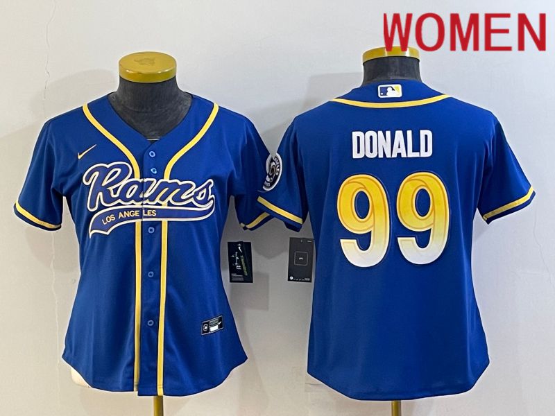 Women Los Angeles Rams #99 Donald Blue 2022 Nike Co branded NFL Jersey->women nfl jersey->Women Jersey